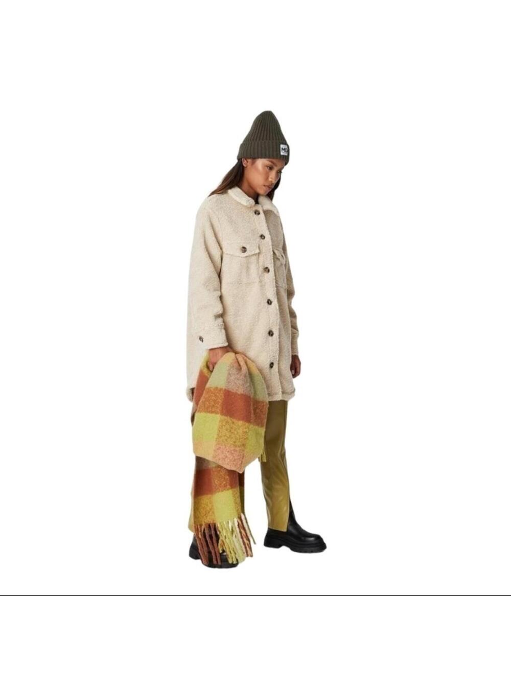Missguided Cream Borg Teddy Shacket | Oversized Longline Fleece Shirt Jacket 4